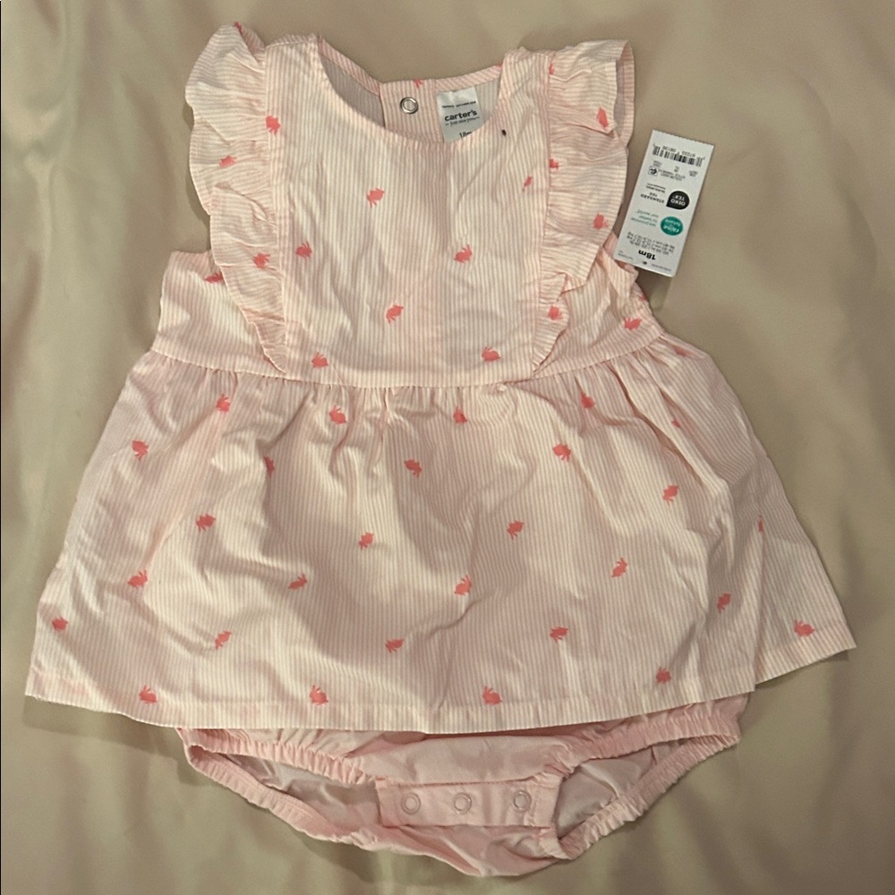 Carter's Pink Striped Baby Romper